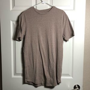 river island mens t shirt Curved Hem Longline Casual Tan/Brown Size Small